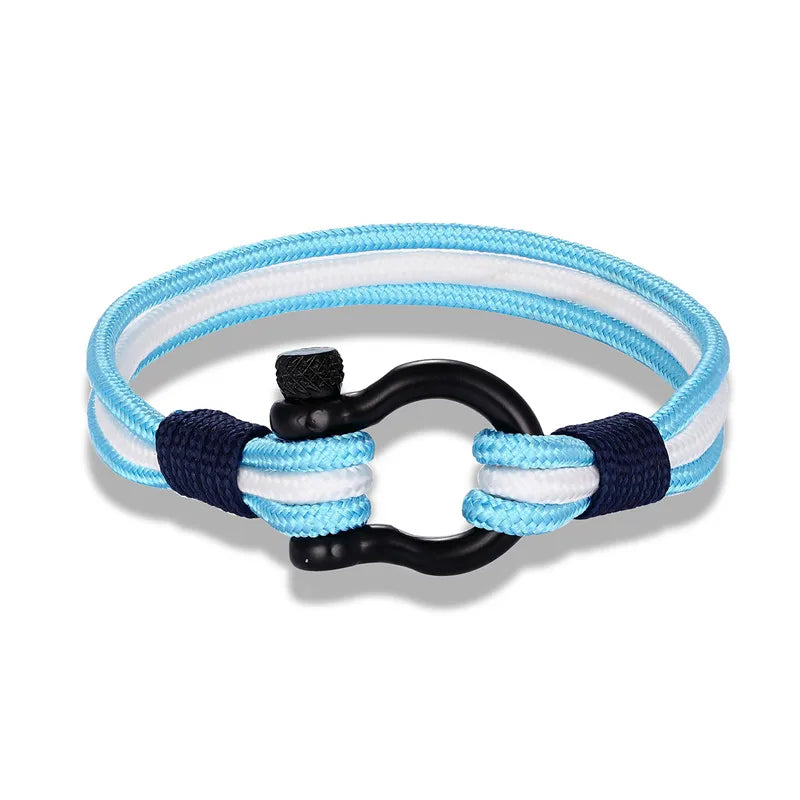 MKENDN Black Stainless Steel Shackle Buckle Men Women Handmade Woven Multilayer Design US France Spain Flag Couple Jewelry Gifts - Madeinsea©