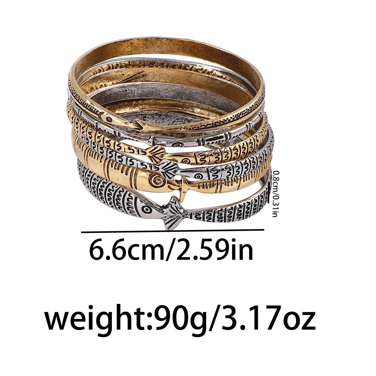 ZAA Personalized Trendy Retro Luxury Multi Layer Alloy Ocean Animal Fish Charm Bracelet