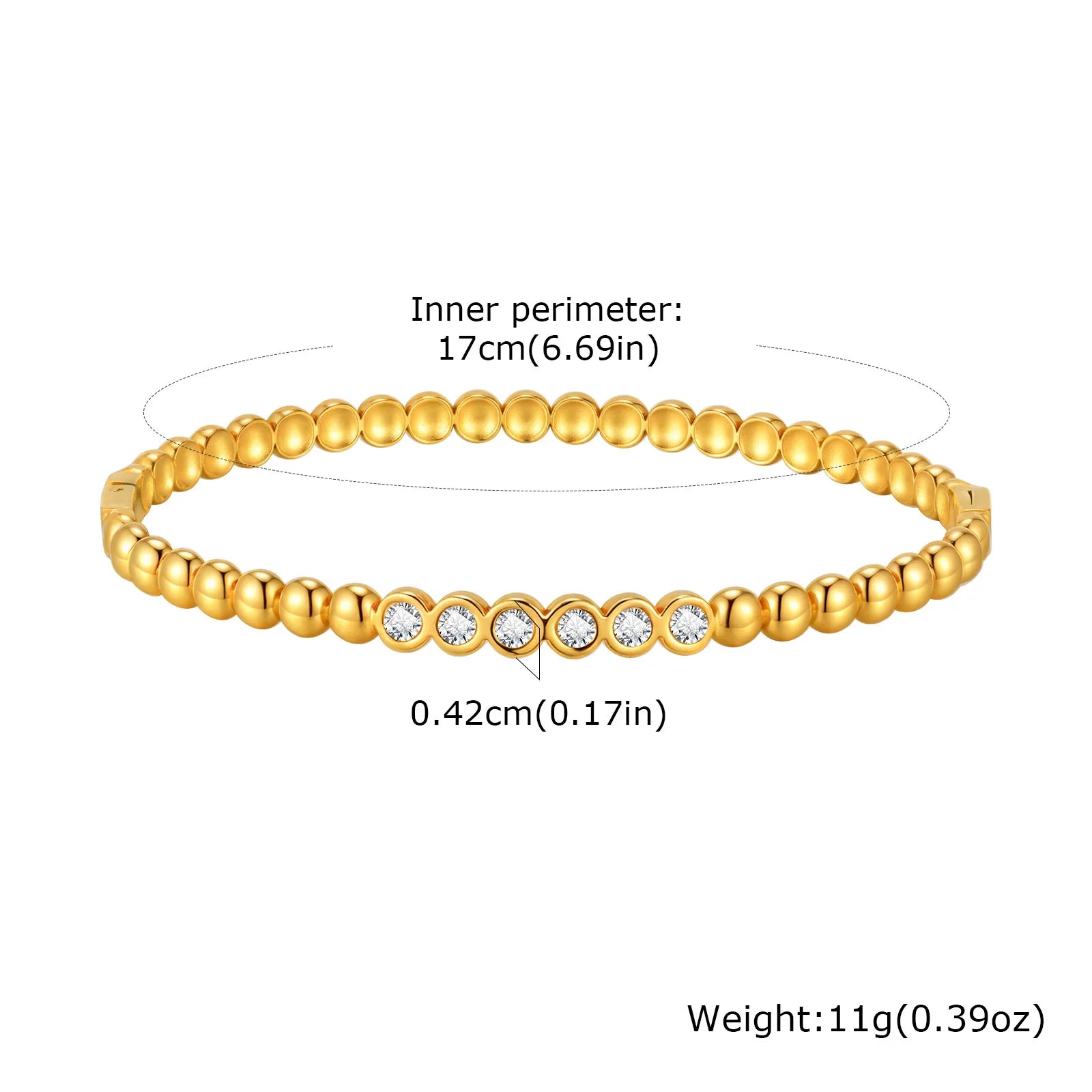 Vnox Romantic Zircon Cuff Bracelet For Women Geometric Fashion Lady Jewelry Stainless Steel Bangles Party Gold Color Never Fade - Madeinsea©