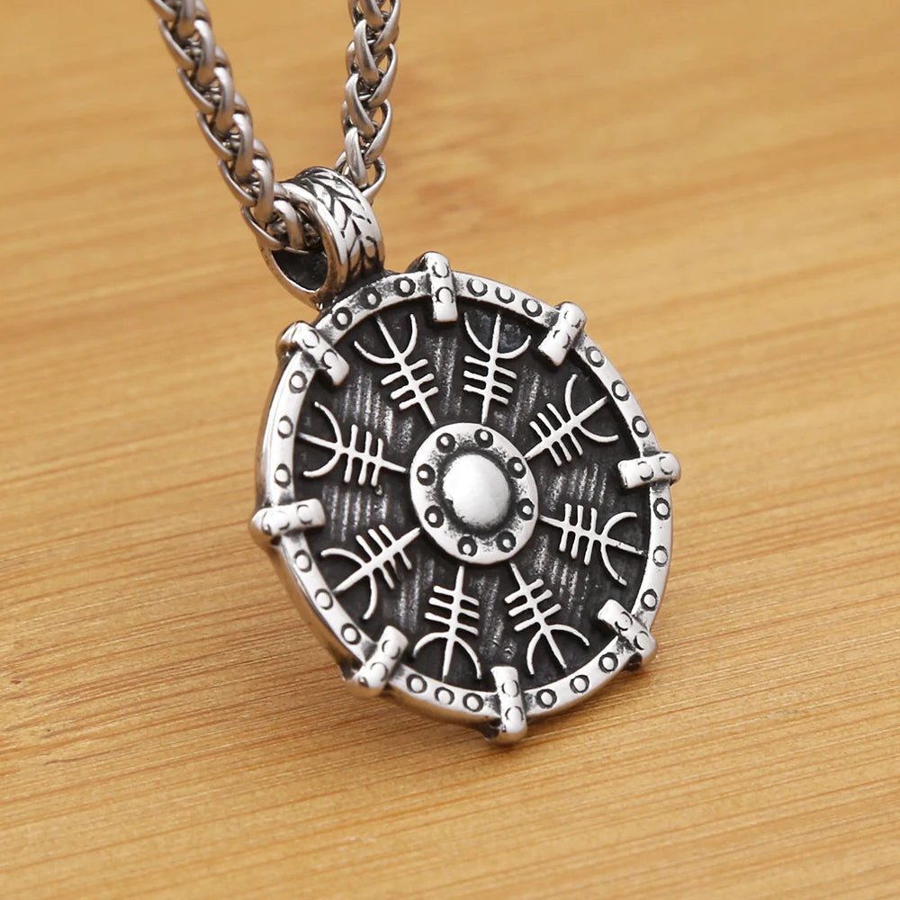 Collier avec pendentif boussole runique Viking nordique pour homme, collier amulette Viking simple en acier inoxydable, bijoux à breloques, cadeaux