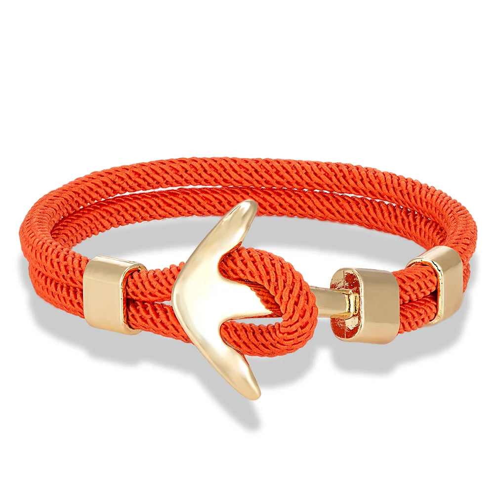 MKENDN Waterproof Anchor Bracelets Men Double Strand Nautical Survival Rope Bracelet For Women Gold Color Navy Sport Buckle