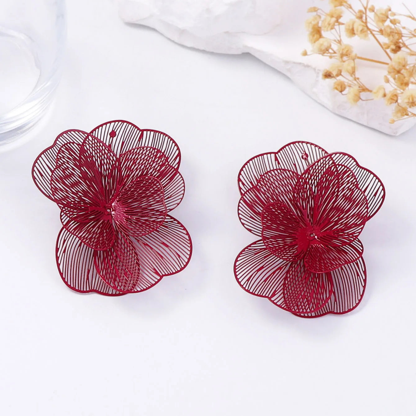 ZAA Personalized Hollow Purple Flower Earrings for Woman Jewelry