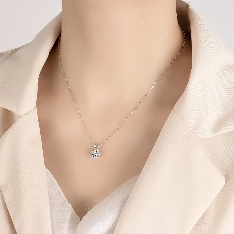 PERFANY 1-3CT Moissanite Women's Necklace S925 Pure Silver Snowflake Simulation Diamond Pendant Wedding High-end Jewelry - Madeinsea©