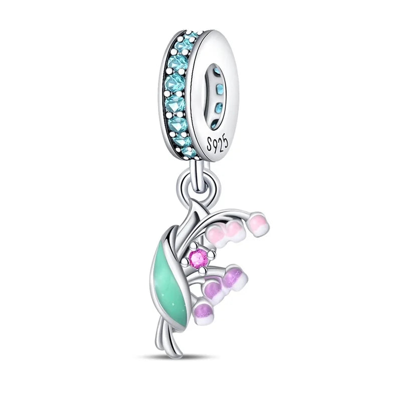 New 925 Silver Donut Protection Lotus Heart Shaped Charms Flat Beads Fit 3mm 925 Original Bracelet DIY Jewelry Birthday Gift