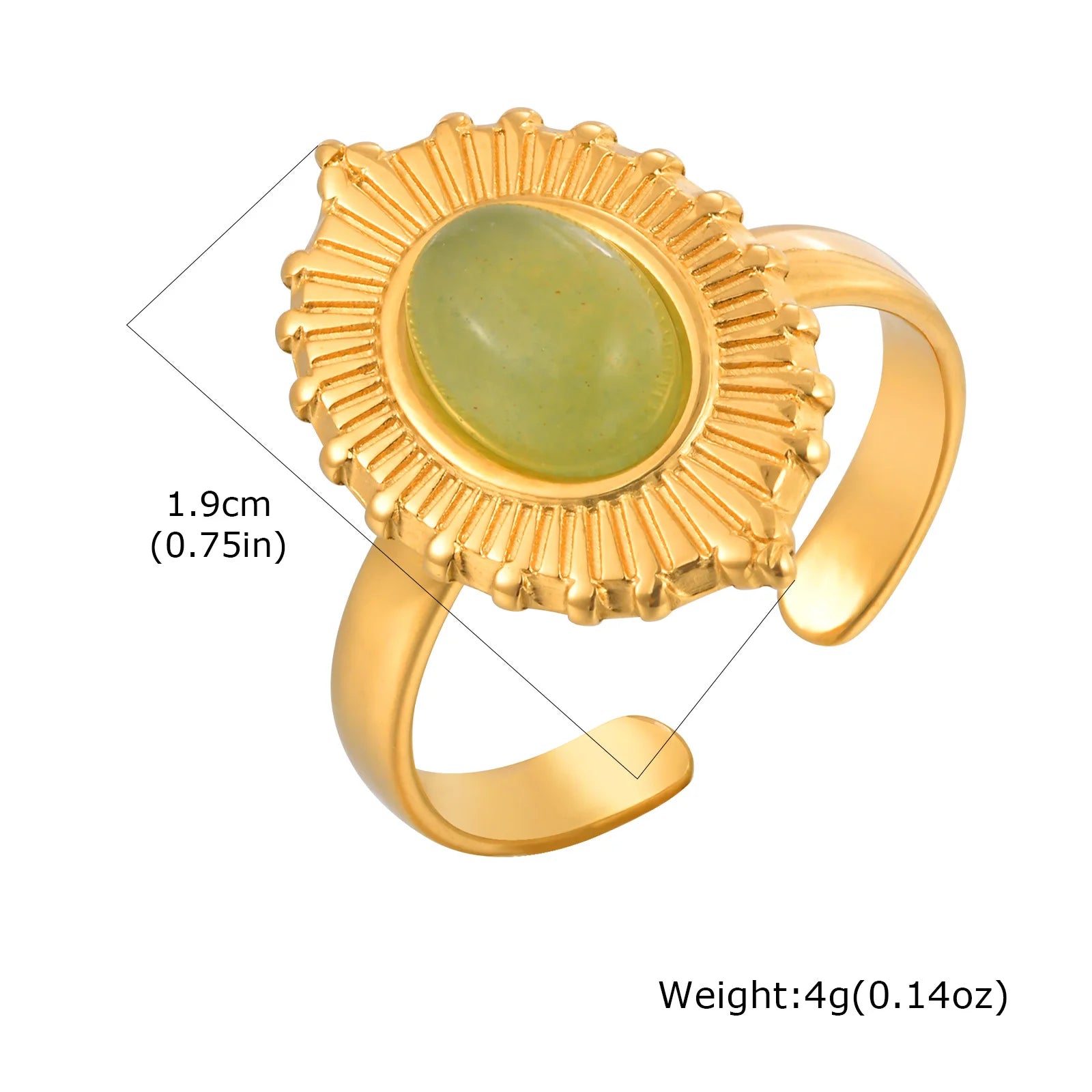 Vnox Elegant Natural Stone Stainless Steel Rings Fashion Colored Pearl Opal Turquoise Rings For Women Retro Waterproof Jewelry