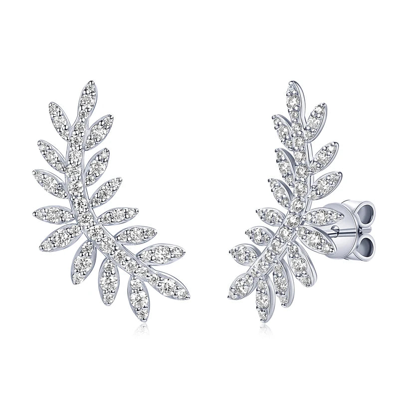 OXTAO Leaf-Shaped Earrings Jewelry for Women 925 Sterling Silver D VVS1 Moissanite Earrings Fashion Wedding Accessories