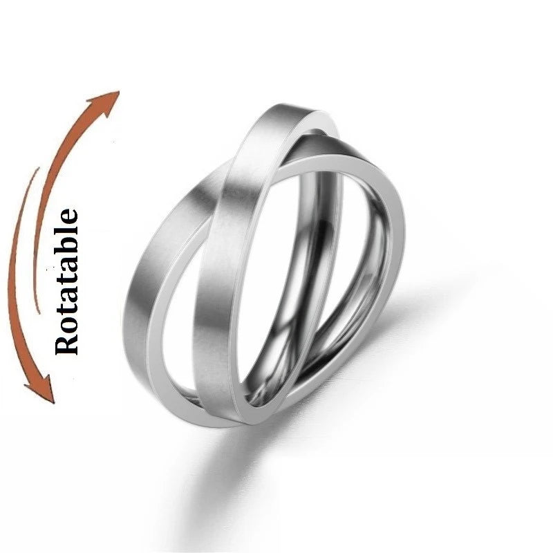 Silver Color Spinning Anxiety Rings for Men Women Star Moon Relaxing Ring 2025 Stainless Steel Anti Stress Rings Knuckle Jewelry