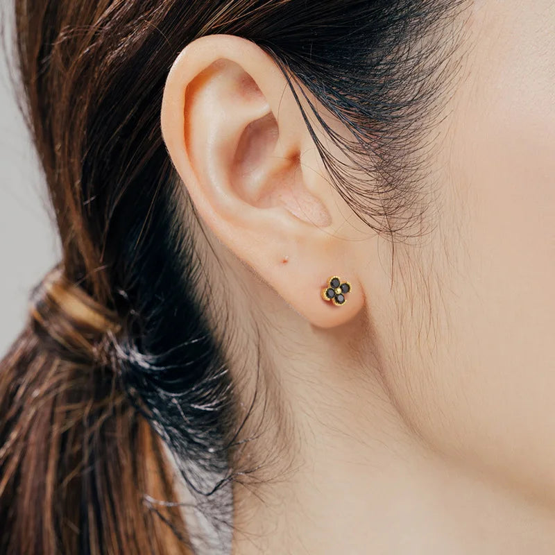 925 Sterling Silver Shiny Colored Zircon Flower Stud Earrings for Women Exquisite Jewelry Bijoux Accessories