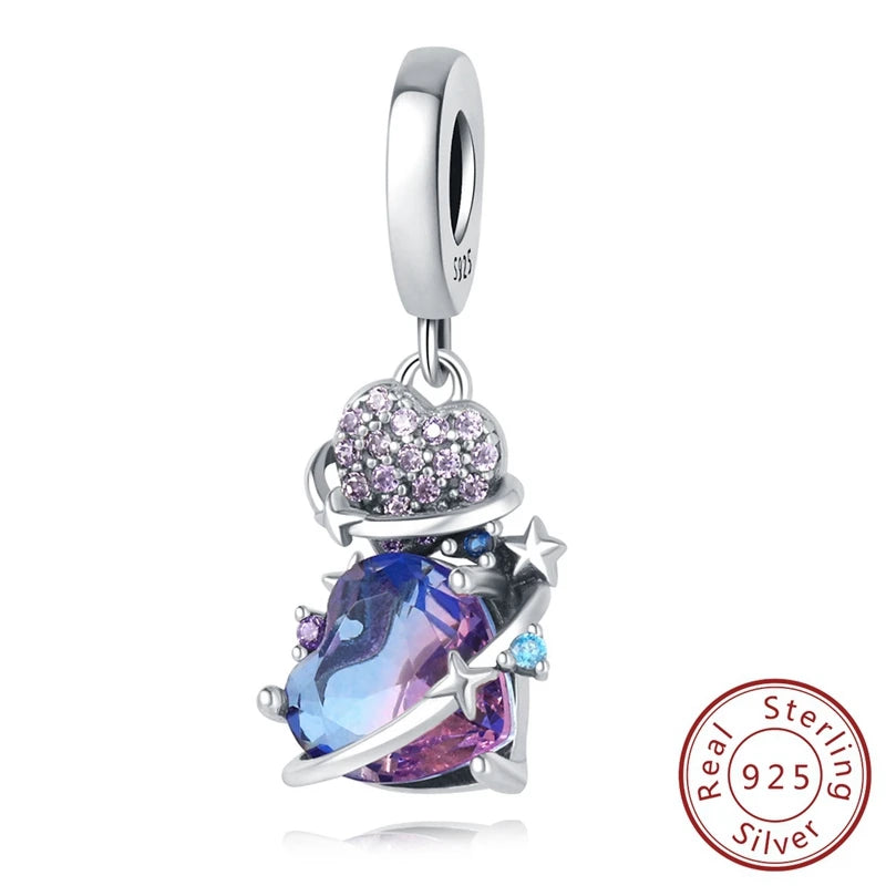 100% Real 925 Sterling Silver Charms Beads Stars Moon Pendant Fit Original Charms Bracelets Bangle DIY Jewelry Gifts
