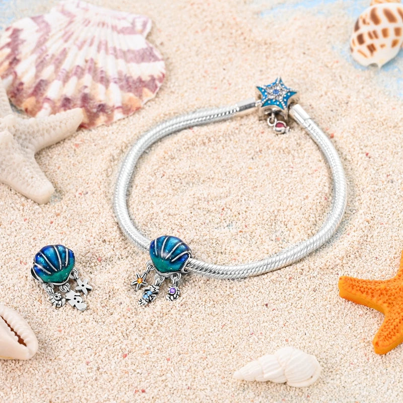 Summer Charms 925 Silver Luminous Lantern Fish Whale Ocean Beach Beads Fit 3mm 925 Original Bracelet DIY Cool Jewelry Making