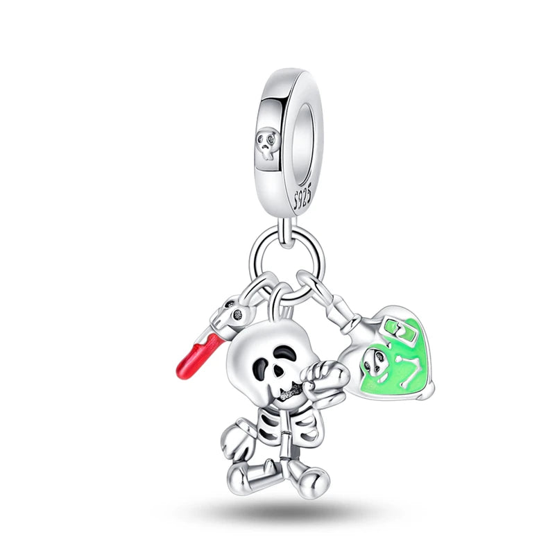 PANPOKI 925 Sterling Silver Little Devil Decoration Pendant Beads Original Pendant Bracelet Charm Jewelry Party DIY Trendy Gift