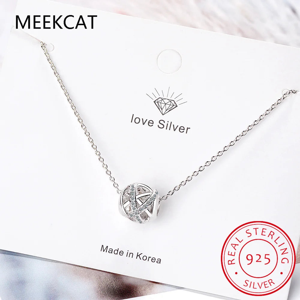 Collier pendentif boule creuse torsadée en argent sterling 925 avec moissanite et diamant, bijou idéal pour femme, cadeau d'anniversaire ou de bureau.