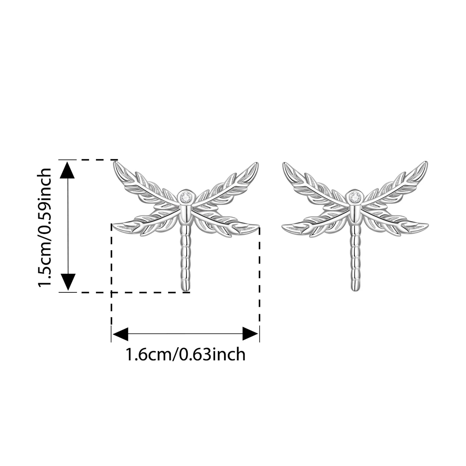 WOSTU 925 Sterling Silver Moonlight Butterfly Stud Earrings The Wings of Dragonfly Vivid for Women Birthday Fine Jewelry Gift