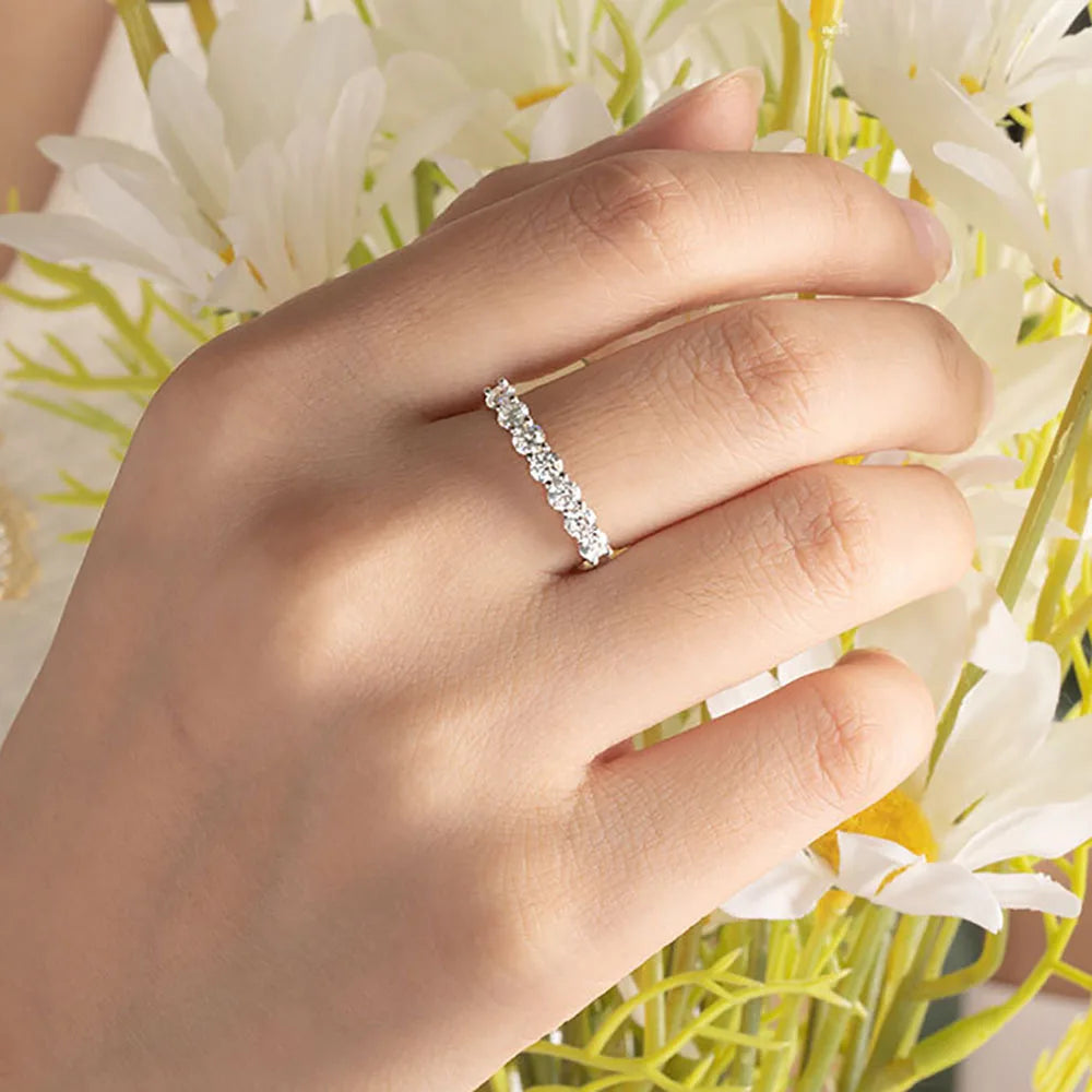 Serenity 3mm D Moissanite Rings for Women Wedding Gift S925 Sterling Silver Jewelry Lab Diamond Row Rings Plated 18K Wholesale