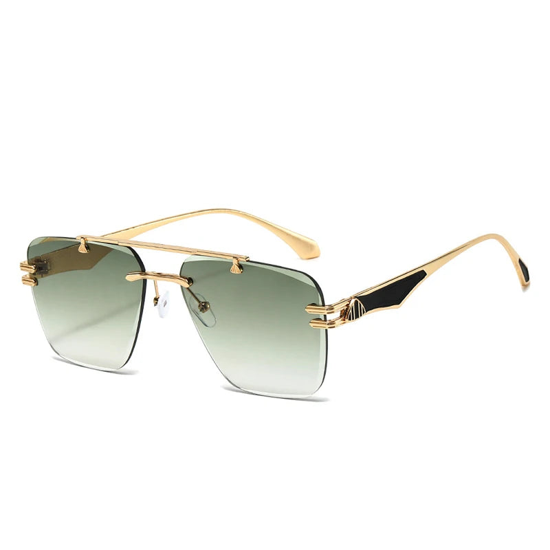 2025 INS Popular Rimless Pilot Sunglasses Men Women Square Shades Retro Brand Female Sun Glasses Vintage Fashion Oculos De Sol