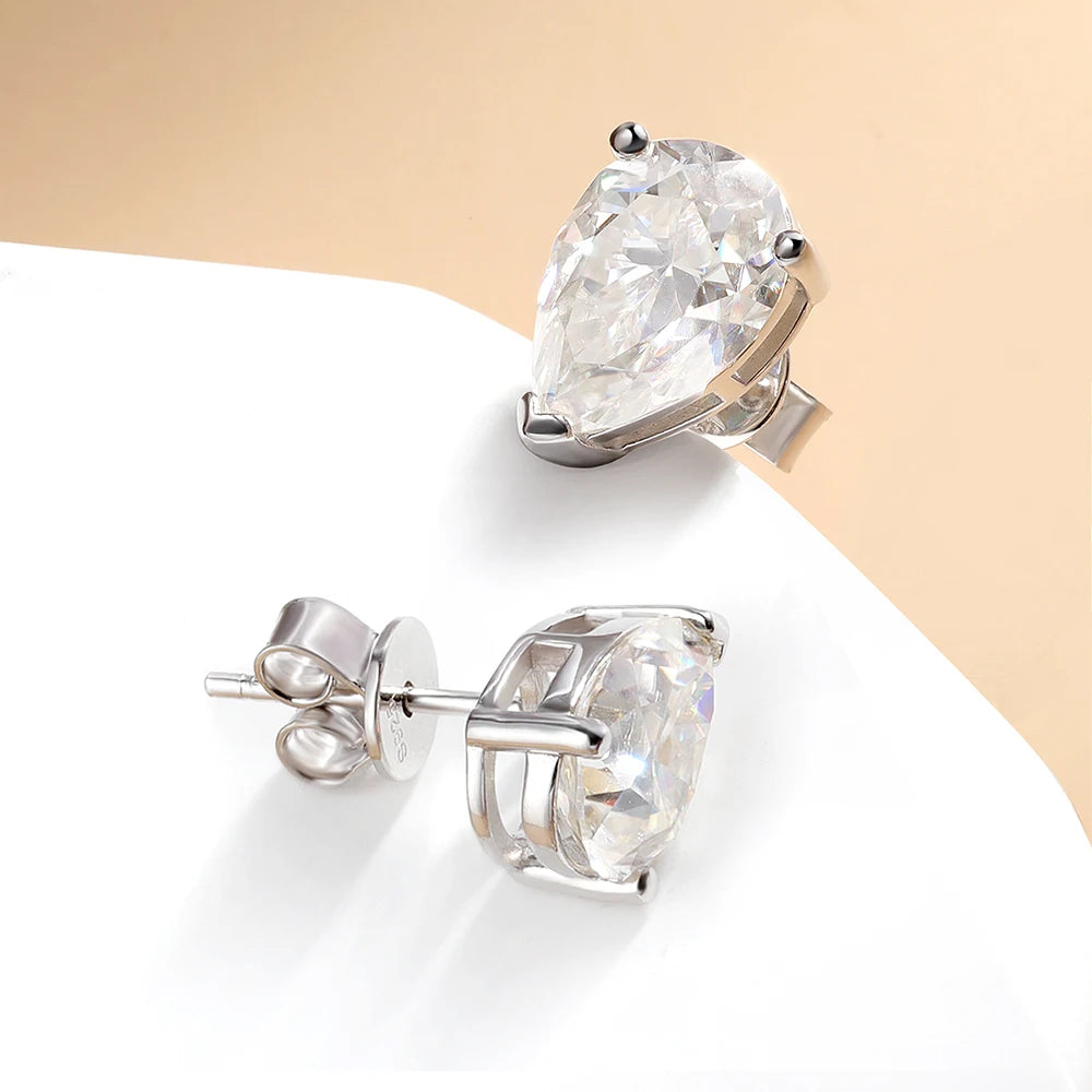 Serenity 1ct 2ct 4ct D Color Pear Moissanite Earrings For Women Gift 100% S925 Sterling Silver Drop-Water Stud Earrings Jewelry