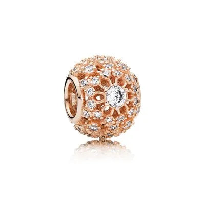 Hot Selling Rose Gold Series Leaf Bead Key Lock Pendant Suitable For European Original Bracelet DIY Exquisite Jewelry S925 Silve