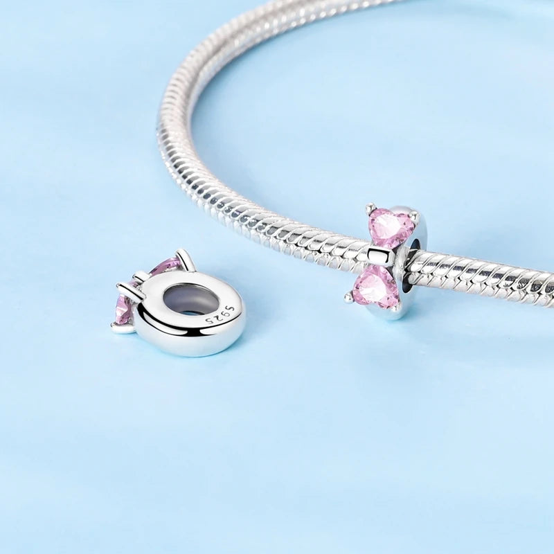 Charms 100% 925 Sterling Silver Flowers Colorful Zircon Silicone Spacer Beads Fit 3mm 925 Original Bracelets Fine DIY Jewelry