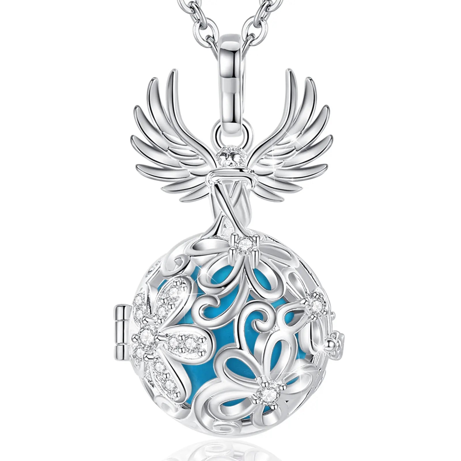 Eudora Collier Bola de Grossesse Necklace 18MM Ball Flower Angel Caller Musical Bell Pendant DIY Jewelry Gift for Pregnant Women