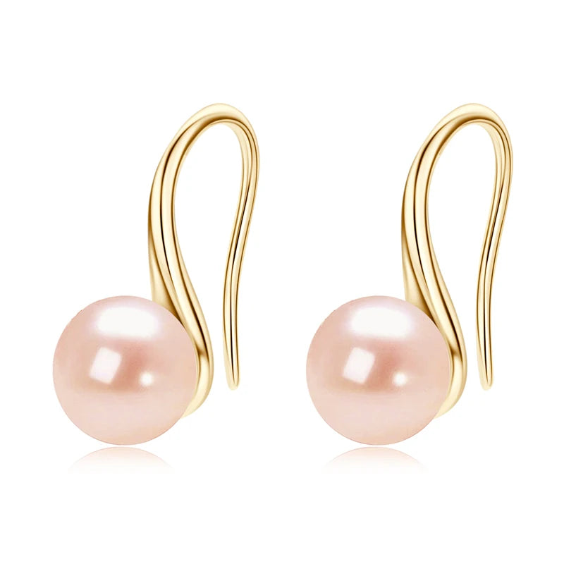 OXTAO 14K Gold Filled 8-8.5mm Freshwater Pearl Spoon Design Earrings For Women Wedding Party Jewelry Accessories Gift