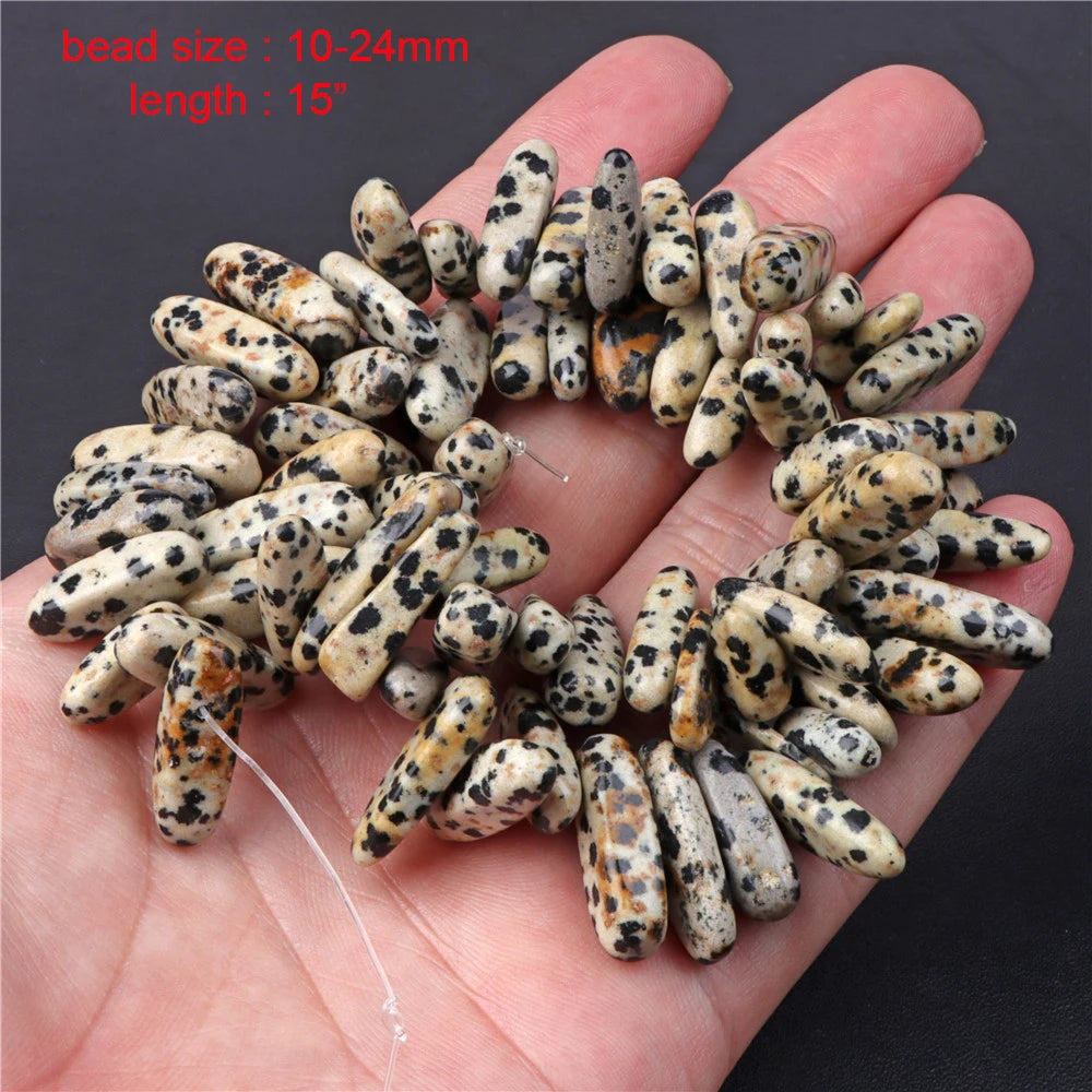 Natural Dalmation Jaspers Stone Bead Round Tube Square Shape Loose Beaded Fit Jewelry Making Accessories Diy Bracelets Necklace