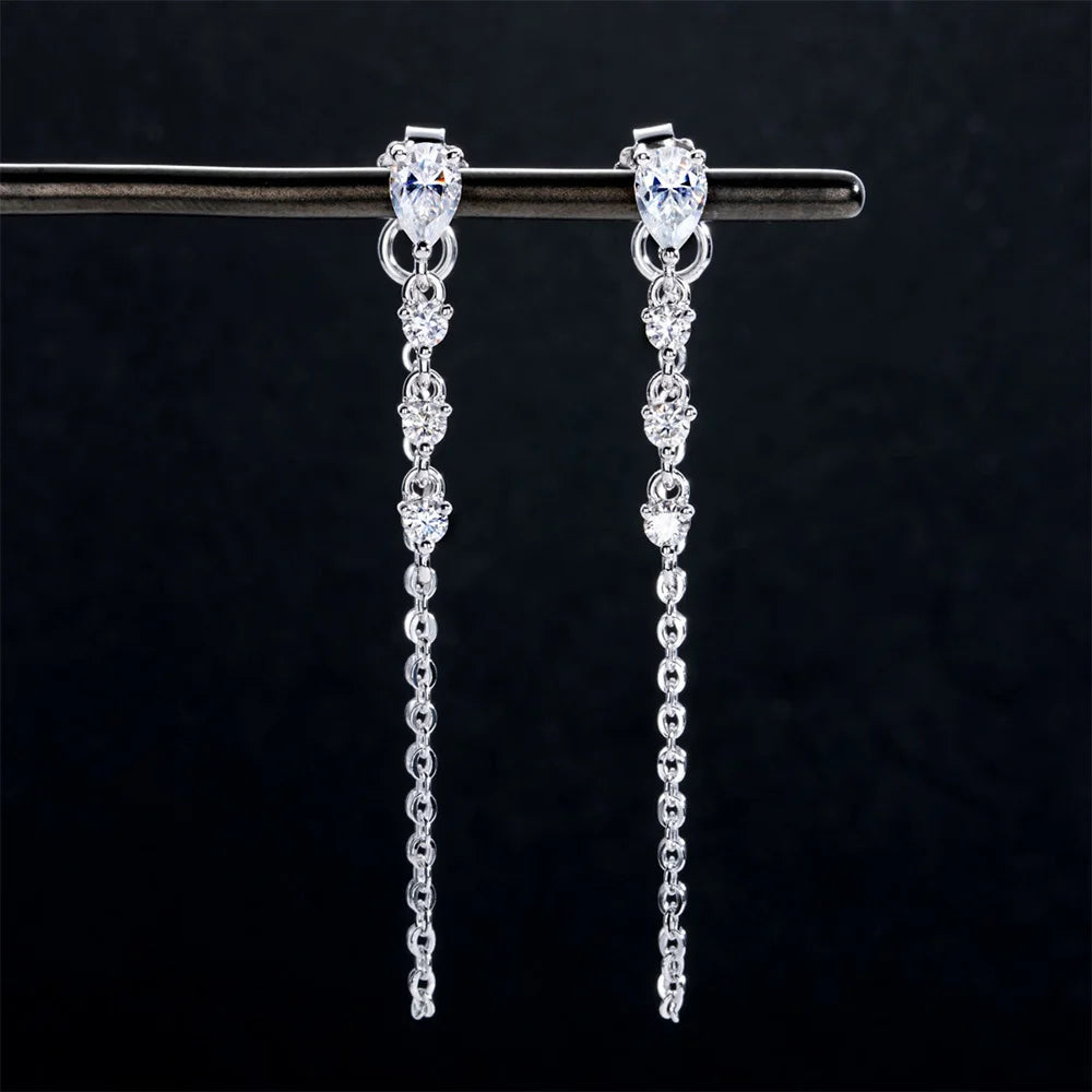 Serenity 1.36ct Pear Cut Moissanite Earrings for Women Gift 100% S925 Sterling Silver Water Drop Tassel Earrings Plated 18K GRA - Madeinsea©