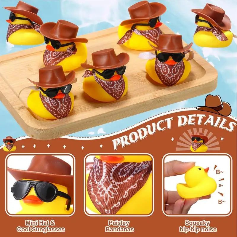 Car Rubber Duck Cowboy Rubber Duck Cool Dashboard Ornament Sunglass Car Duck for Dashboard Toy Car decoration Accessories