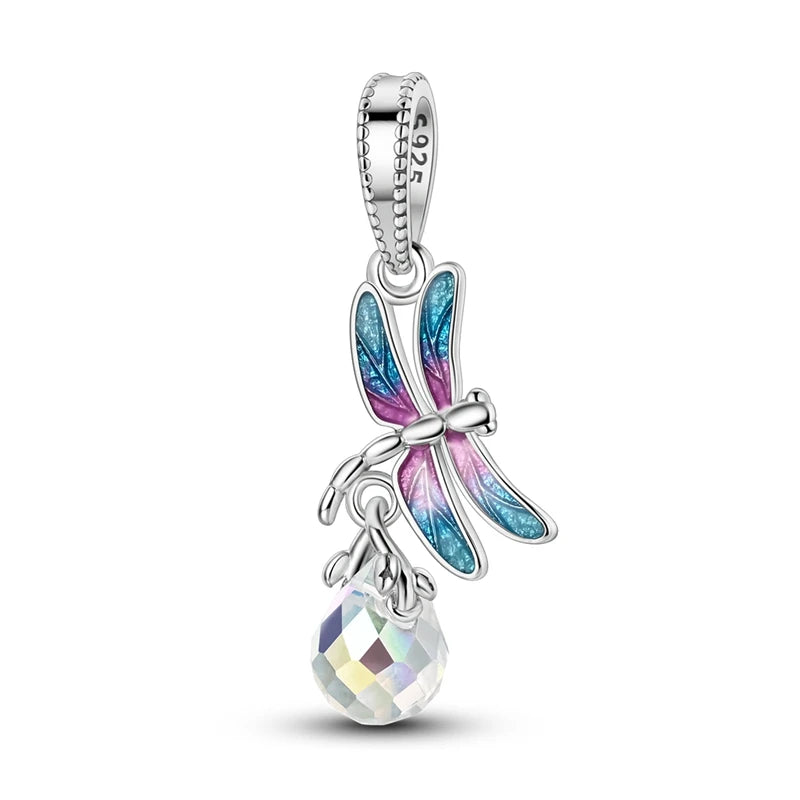 New Original Charms Beads Pendant 925 Silver Sterling Dog Cat Firefly Butterfly Dragonfly Charm For Woman Fashion Jewelry Making