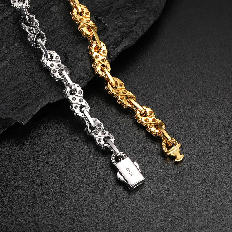 High Quality Unisex VVS1 Moissanite Tennis Bracelet 925 Silver Cuban Chain Necklace For Men Hip Hop Jewelry