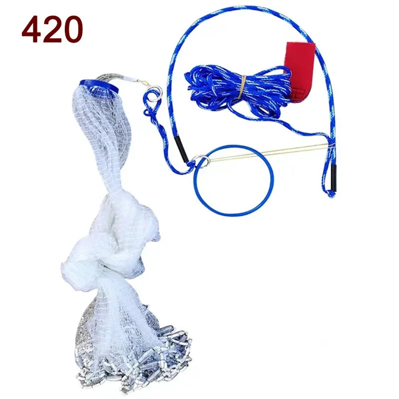 Lawaia Fishnet Catch Fish Network Steel Pendant Hand Casting Style Fishing Net Automatic Fishing Tool 240/300/360/420