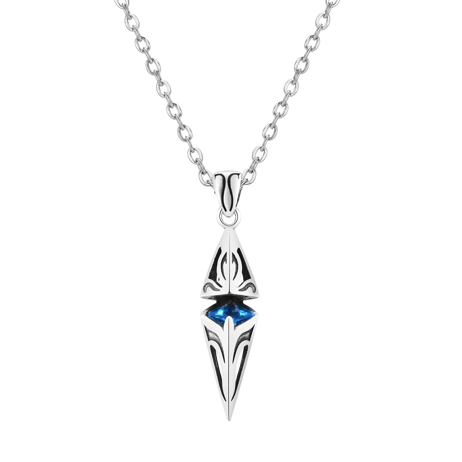 Colliers élégants Vnox en pierre bleue pour hommes, pendentif géométrique cubique en acier inoxydable, bijoux de cou, cadeaux d'anniversaire pour lui