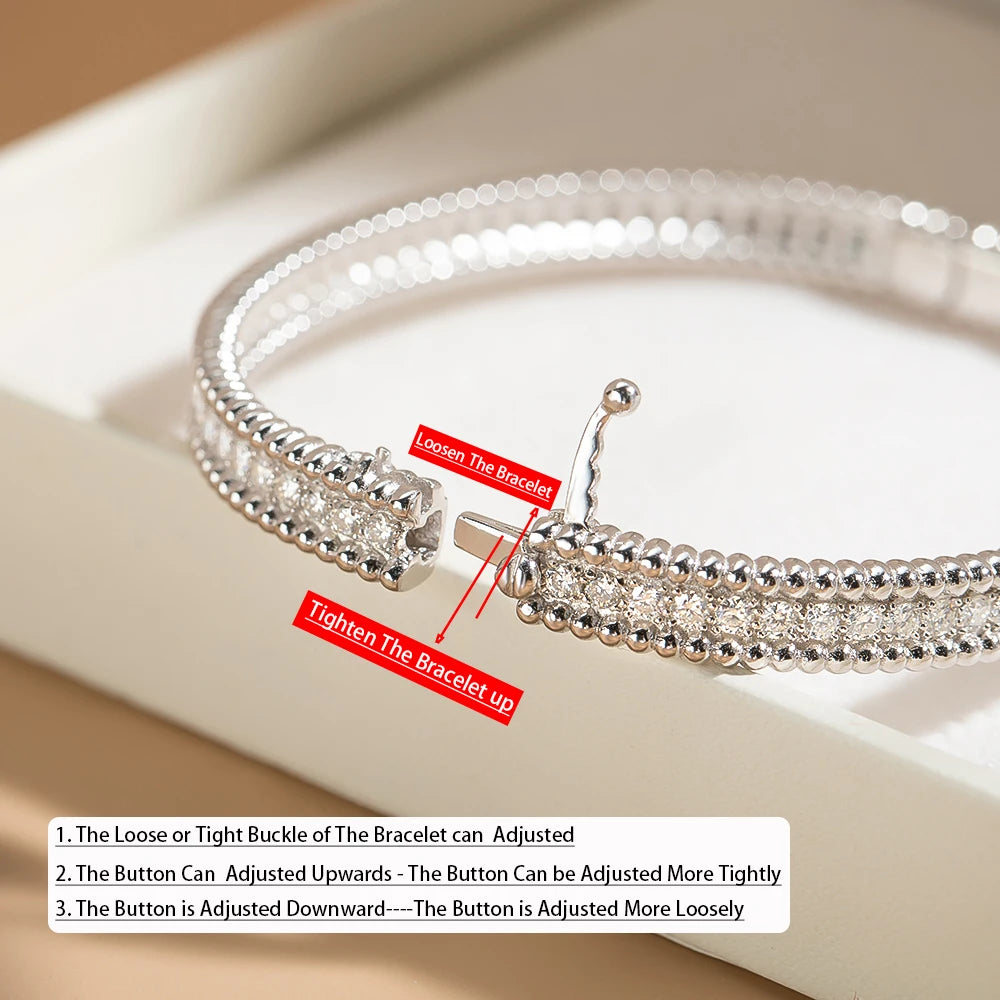 Serenity 2mm D Moissanite Hoop Bangle For Women Man Gift S925 Sterling Silver Bracelet Hand Circles Joker Fold Wear Fine Jewelry