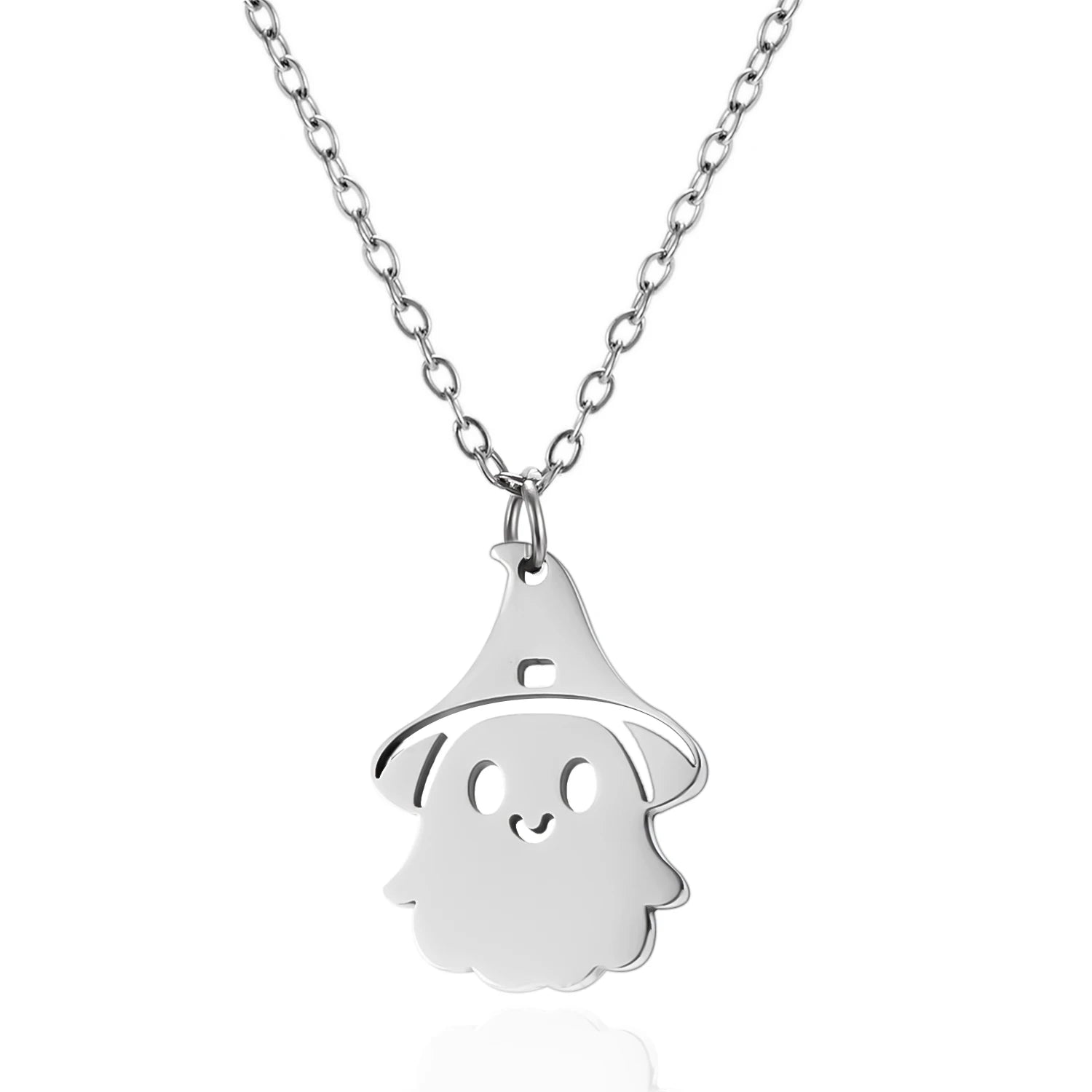 Stainless Steel Simple Personalized Ghost Pendant Necklace For Women Men Funny Pumpkin Clavicle Choker Halloween Party Jewelry