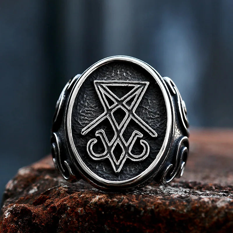 BEIER 2022 Updated Design Vintage Lucifer Satan Signet Ring  Men's Ring Gothic Style Amulet Witchcraft Wicca Wholesale Jewelry - Madeinsea©
