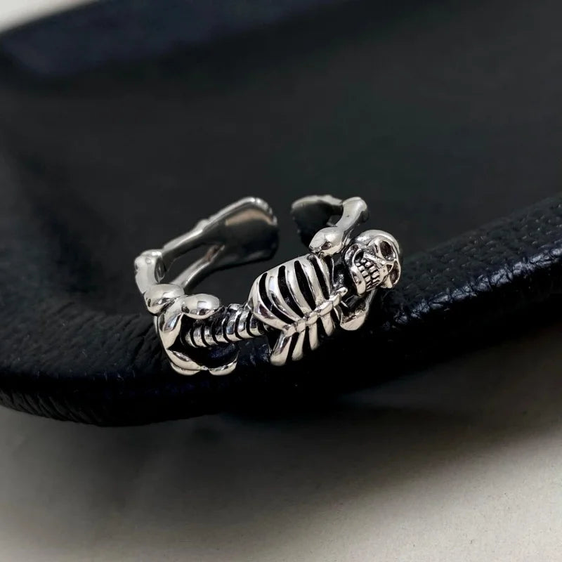 Buyee 925 Sterling Silber Großer Ring Finger Einzigartiger offener Ring für Damen Herren Fashion Punk Feiner Schmuck Kreis mit Box