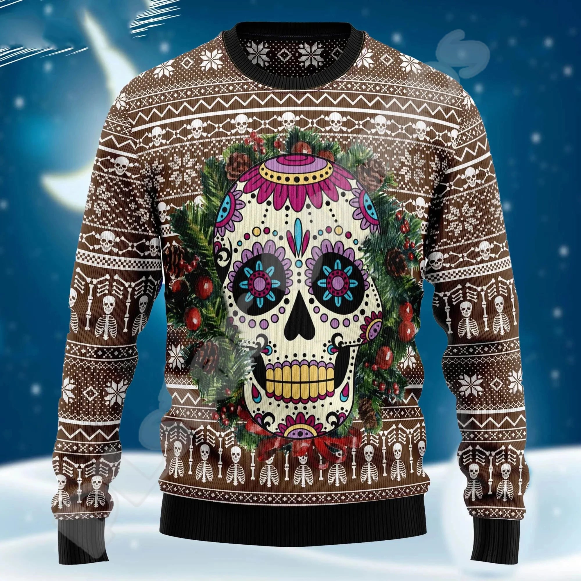 Christmas Knitted Sweater Graffiti Tattoo Retro Vintage Sweatshirts 3DPrint Unisex Pullover Harajuku Casual Funny Long Sleeve X1