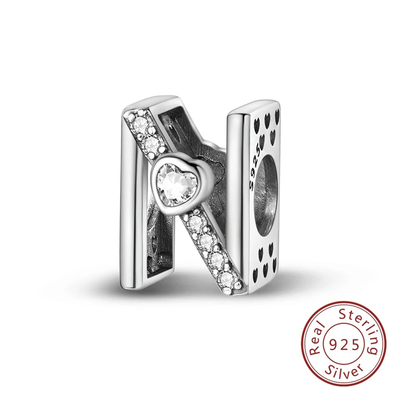 New 925 Sterling Silver Charm Beads 26 Letter Alphabet A-Z Charm Fit Original Charms Bracelet DIY Birthday Jewelry Gift Making