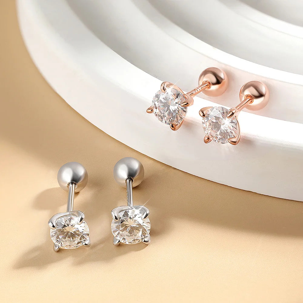 Serenity 0.3ct-2ct D VVS1 Moissanite Screw Earrings Women Man S925 Sterling Silver Earrings Plated 18K Couples Anniversary Gift - Madeinsea©