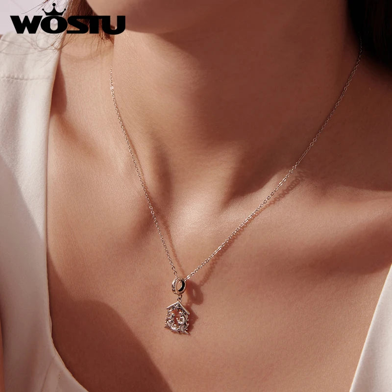 WOSTU 925 Sterling Silver Jesus Nativity Scene Charm The Birth Of Jesus Pendant Fit Bracelet Necklace Making DIY Unqiue Gift
