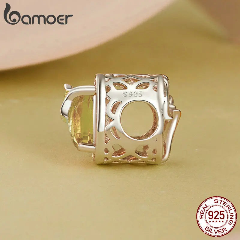 BAMOER 2024 Herbstkollektion 925 Sterling Silber Ginkgoblatt-Charm-Perlen Schmetterling Herzförmiger Charm passend für Original-Armband DIY