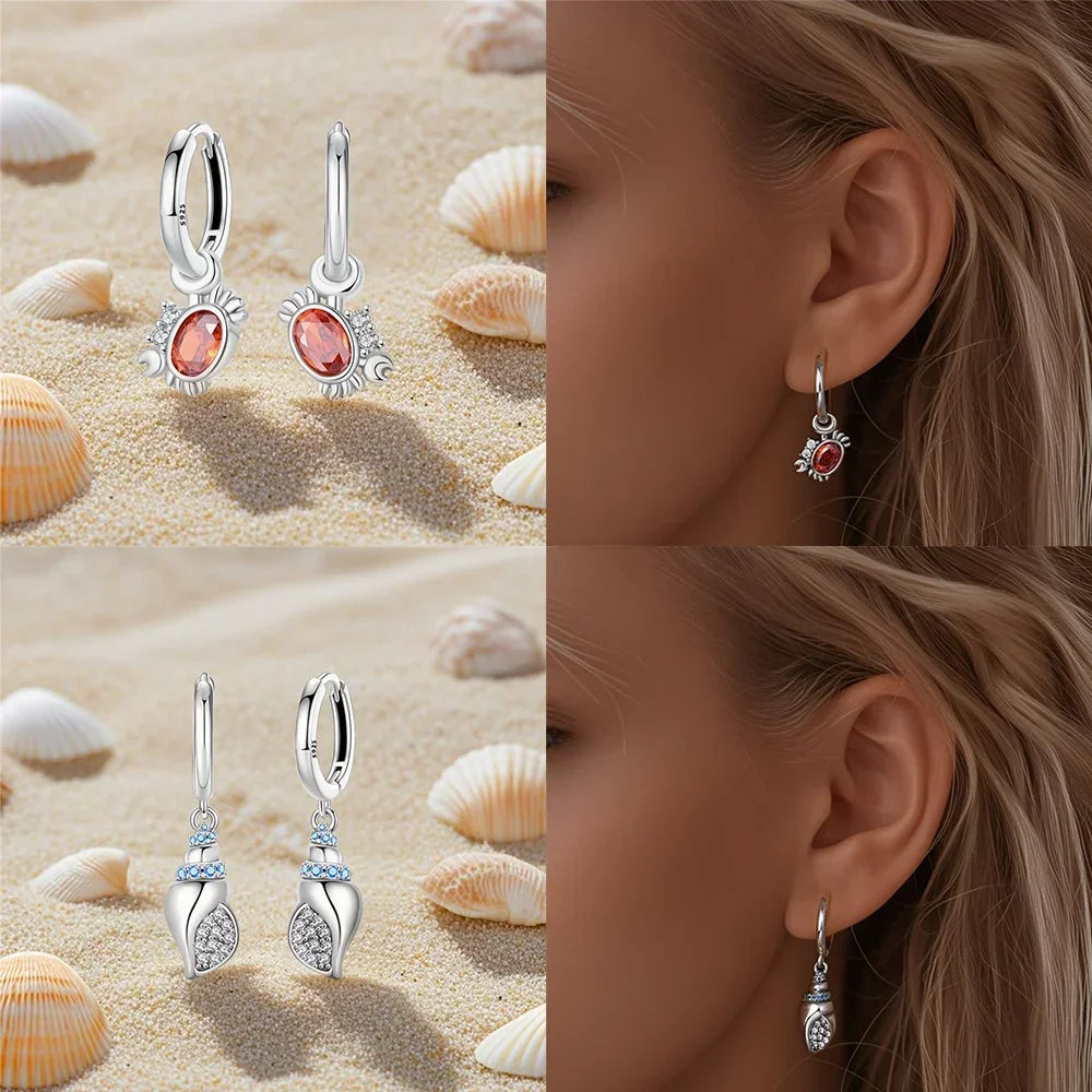 925 Sterling Silver Insect series butterflies luminous fireflies Hoop Earrings With Zircon for Wedding Party Women Jewelry Girls