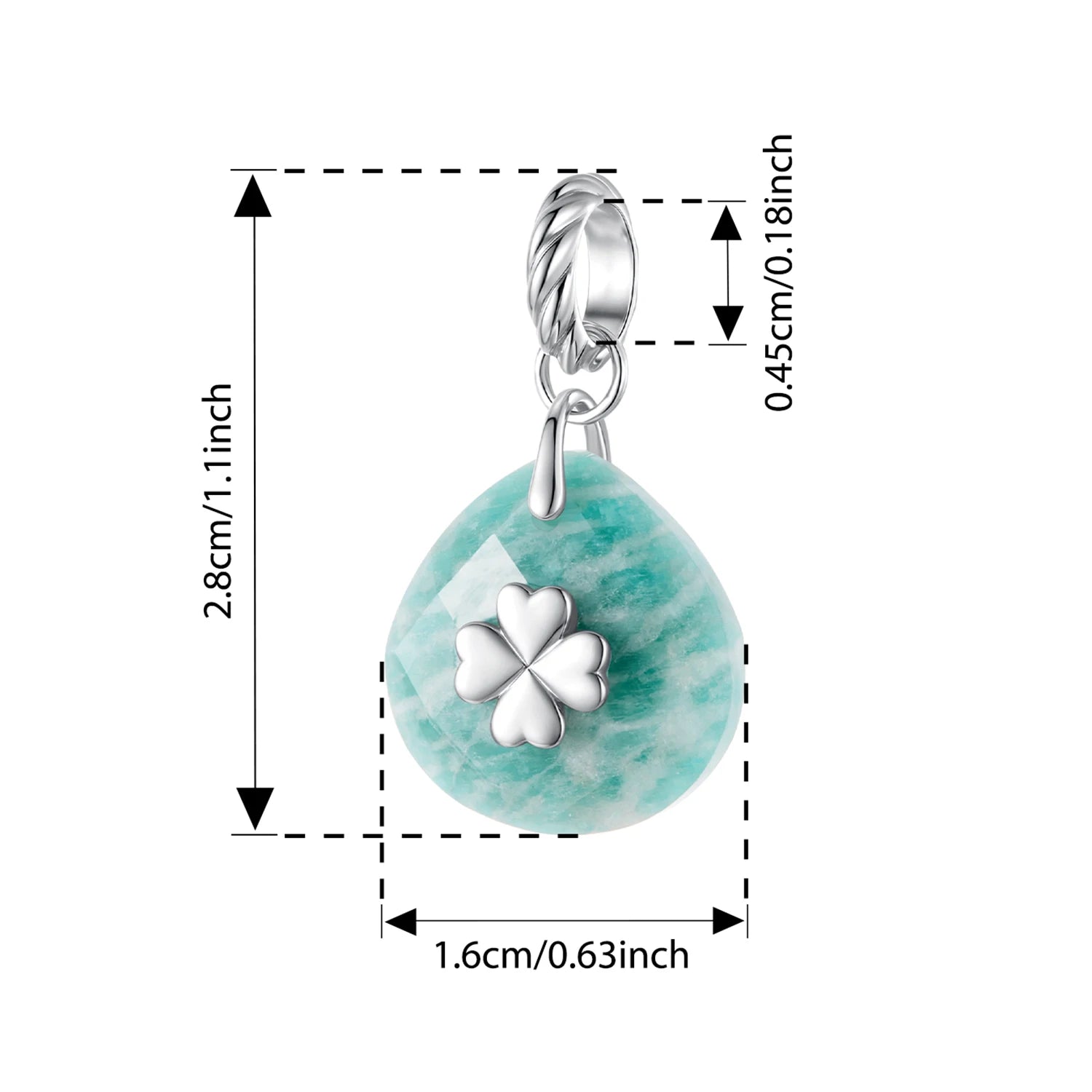 WOSTU 925 Sterling Silver Lucky Amazonite Pendant Starry Amethyst Energy Charm Original for Women Birthday Daily Fine Jewelry