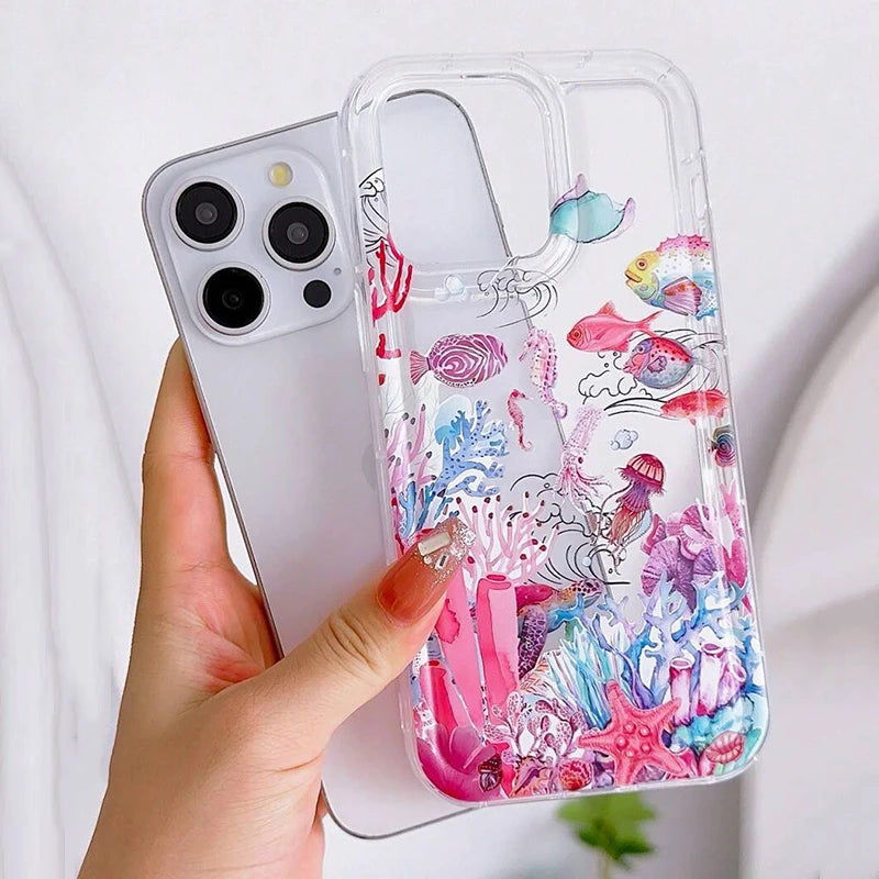 Case for Xiaomi Redmi 13 4G 13c 12c Note 12 11 13 ProPlus 5G 12s 11s 10s 9s 10 Pro Fashionable Colorful Marine Life Turtle Cover