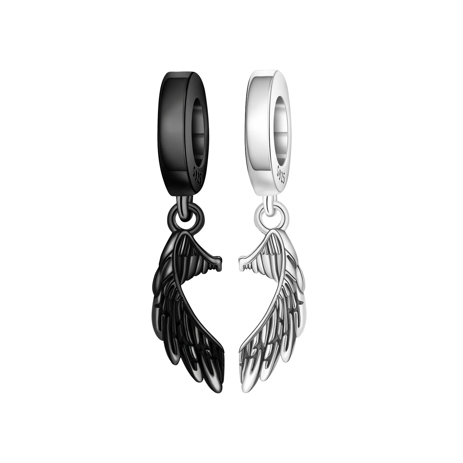 PANPOKI 925 Sterling Silver Sparkling Wings Lucky Symbol Pendants Bracelet Charms Fit Women Jewelry Party Beads DIY Trendy Gift