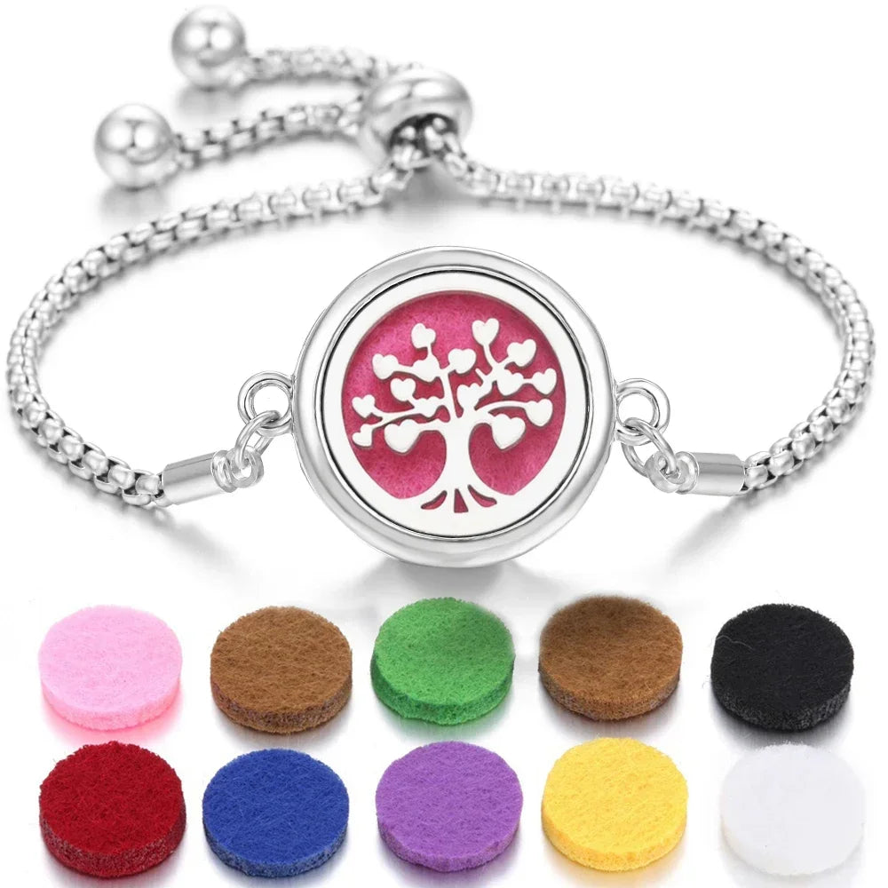 New Aromatherapy Diffuser Bracelet Essential Oil Diffuser Bracelet Alloy Stainless Steel Perfume Aroma Locket Bracelet for Women