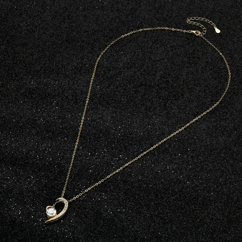 OXTAO GRA 1.0ct Moissanite Heart Shape Pendant Necklace Female Jewelry Real 925 Silver Clavicle Chain Necklace Fine Jewelry Gift