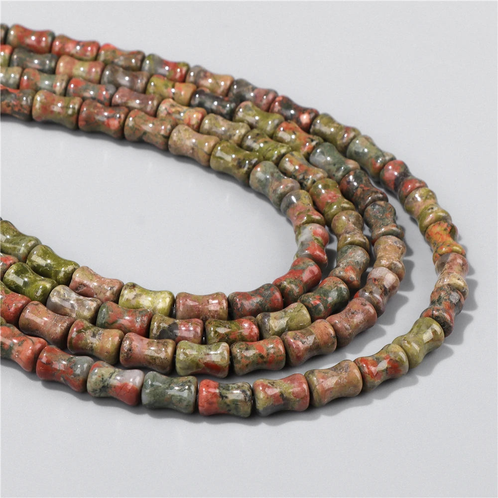 6X10mm Natural Stone Bead Bamboo Shape Aventurine Jaspers Sodalite Loose Spacer Beads For Jewelry Making Handmade DIY Accessorie