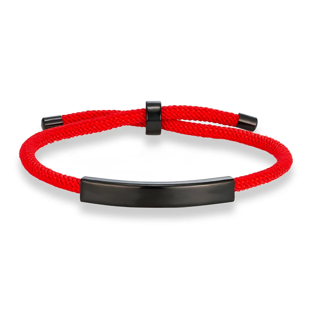 MKENDN Punk Custom Name Engrave Logo Id Bracelets Trendy Stainless Steal Rope Thread Bracelet Men Women Friendship Jewelry Gifts - Madeinsea©