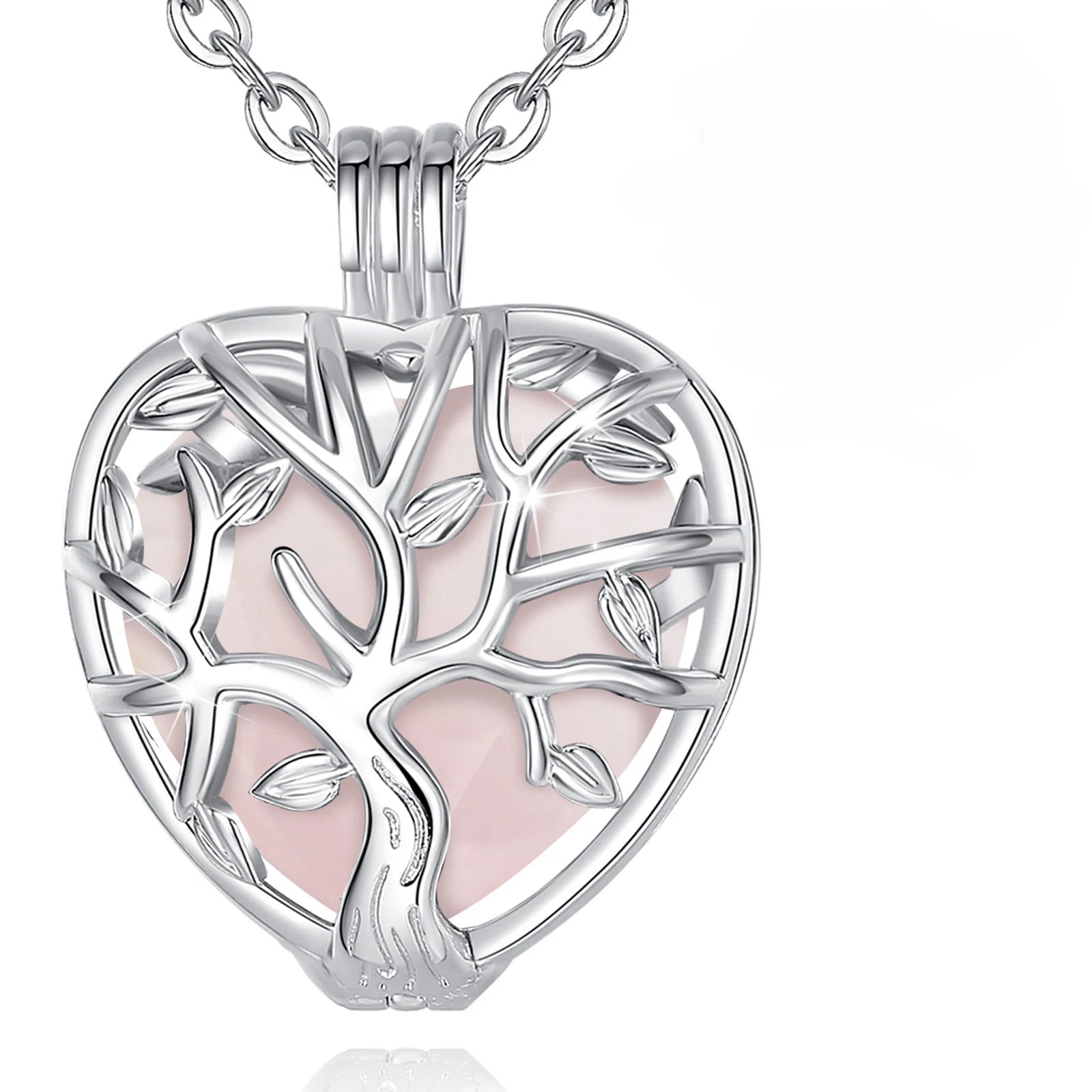 Collier Eudora Arbre de Vie Cage Coeur Obsidienne Énergie Guérison Cristal Pierre Pendentif Spirituel DIY Bijoux Pierre de Lune Cadeau