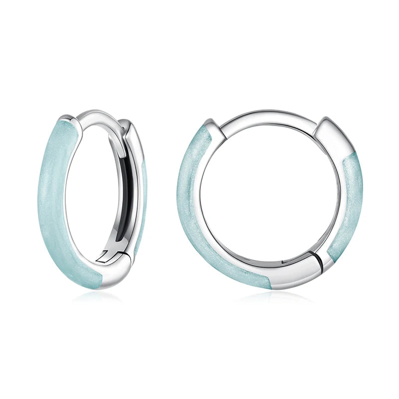 BAMOER 925 Sterling Silver Colorful Round Hoop Earrings for Women, Dopamine Piercing Huggie Earrings for Women Teens Girls Gift